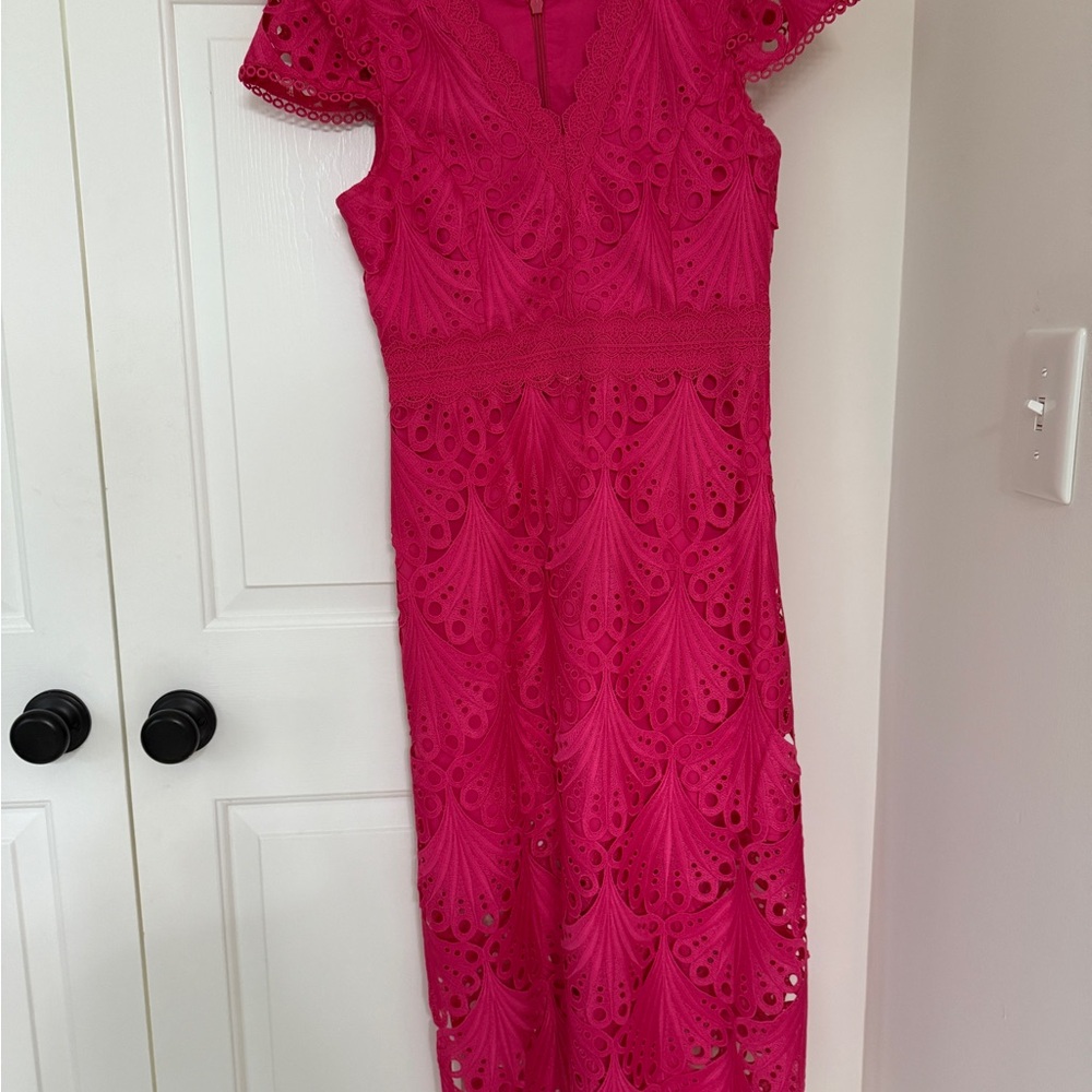 Pink Lace Midi Dress